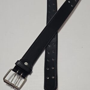 Men's Black Wide Adjustable Look Like Leather Belt Size L